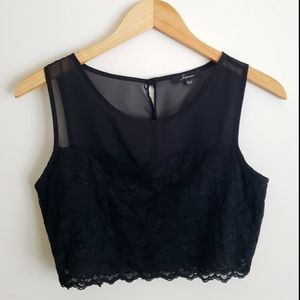 Soprano Black Lace & Sheer Crop Top